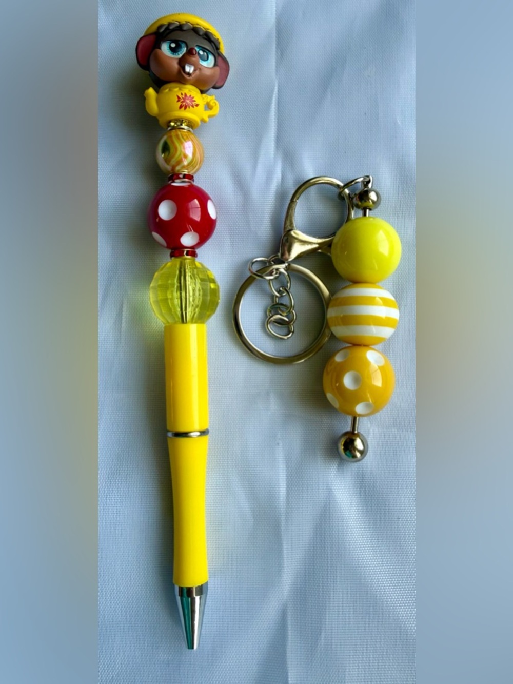 Disney Doorables Dormouse Beaded Pen Matching Keychain Gift Set Alice Wonderland